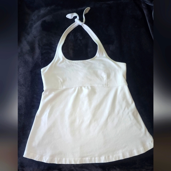 Motherhood Maternity Tops - MOTHERHOOD White Maternity Halter Top, Tie Back, Size Small. Cotton & Spandex